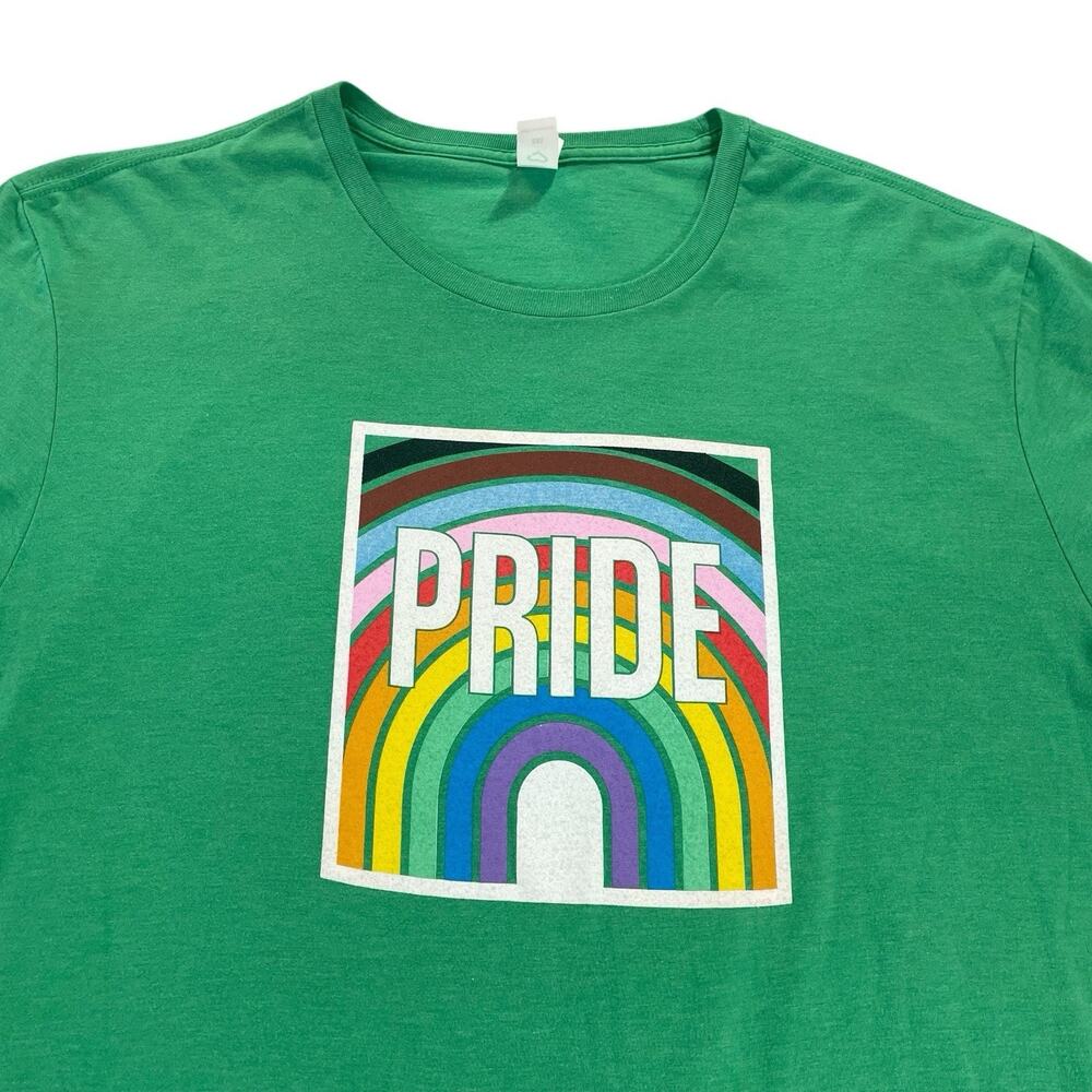 LGBTQ Pride Green T-Shirt Men's 2XL Rainbow Flag Graphic Short Sleeved Soft
